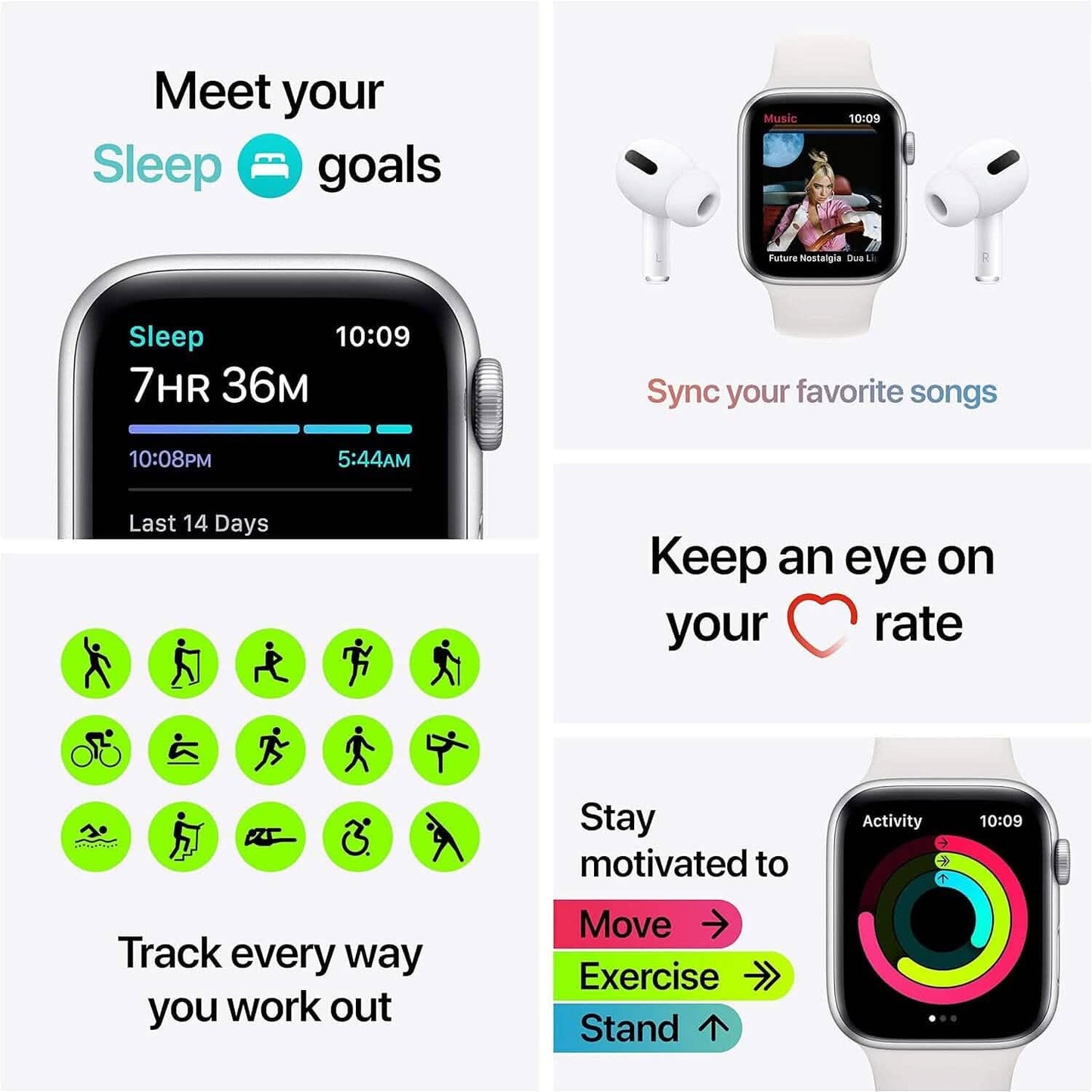 Apple Watch SE GPS Silver Aluminum Case with Sport Band (Refurbished)