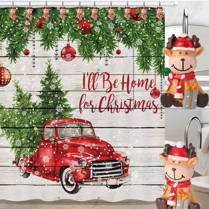 12-Pieces: Christmas Shower Curtain Anti-Rust Hooks