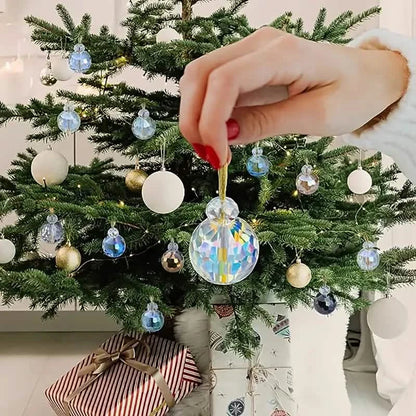 12-Pieces: Multicolor Crystal Glass Christmas Balls Ornaments
