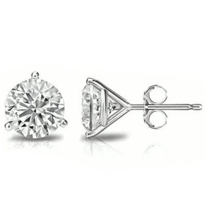14K Gold 4MM Round Cut Crystal Studs