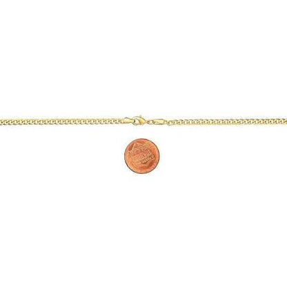 18K Gold Curb Cuban Link Chain Bracelet 8"