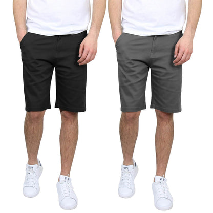 2-Pack: Men's 5-Pocket Flat-Front Slim-Fit Stretch Chino Shorts