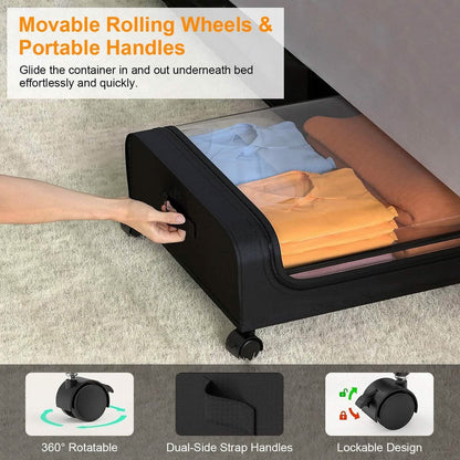 Under-Bed Storage Drawer with Wheels Multipurpose with Clear Window & Label