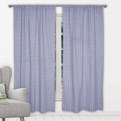 2-Piece Set:100% Cotton Chevron Print Blackout Window Curtain Pair Panel