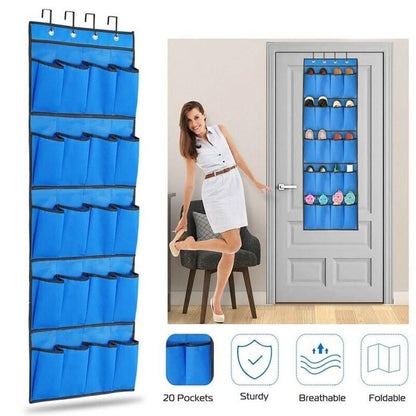 20 Pocket: Over the Door Shoe Rack Organizer