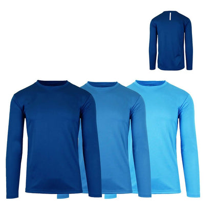 3-Pack: Men's Moisture Wicking Long Sleeve Performance Tagless Tee
