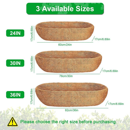 3-Pieces: Trough Coco Basket Half Moon Planter Replacement