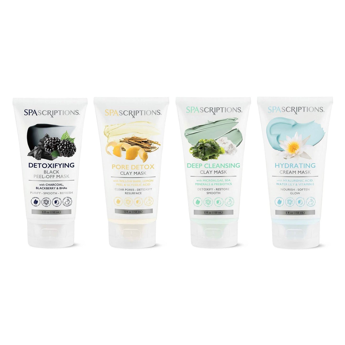 4-Pack: Spascriptions Clay, Cream and Peel-Off Masks