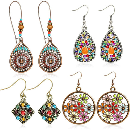 4-Pair: Bohemian Vintage Dangle Earrings
