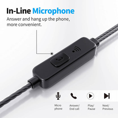 5-Pack: Microphone Wired Earbuds Isolating In-Ear Headphones