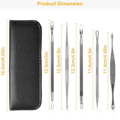 5-Pieces Set: BlackHead Remover Kit Pimple Comedone Extractor Tool Set