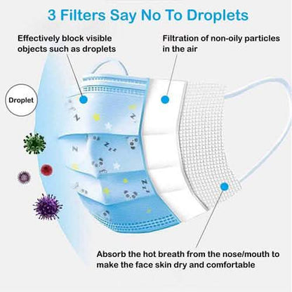 50-Pieces: Kids Disposable Face Masks