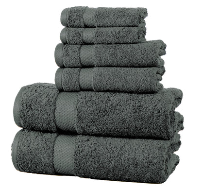 6-Pack: 100% Cotton Towel Set - Assorted Colors