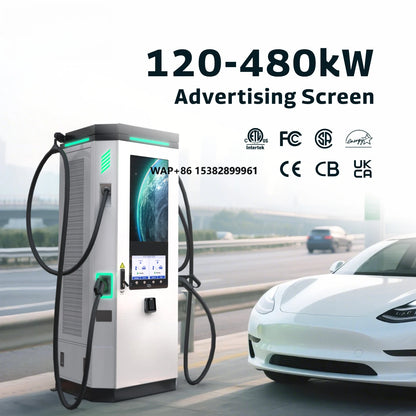INJET Ampax Pro 120-480kW Commercial DC EV Fast Charger OCPP ModBus CCS1 CCS2 NACS Charging Station With Advertisement Display