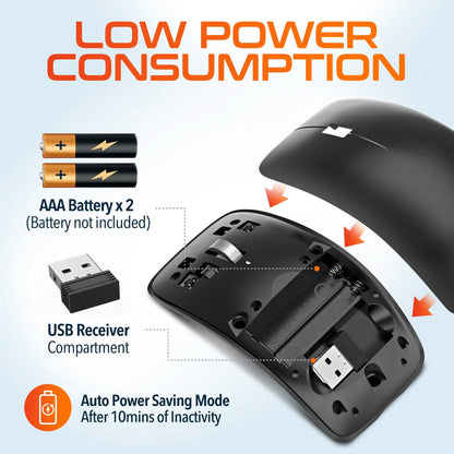 Delton S10 Curved Wireless Computer Mouse, USB Mouse, Battery Operated