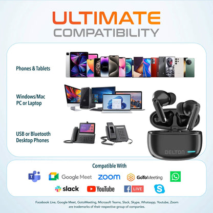 Delton T70 Wireless Earbuds Bluetooth Computer Headset Professional Executive Headphone