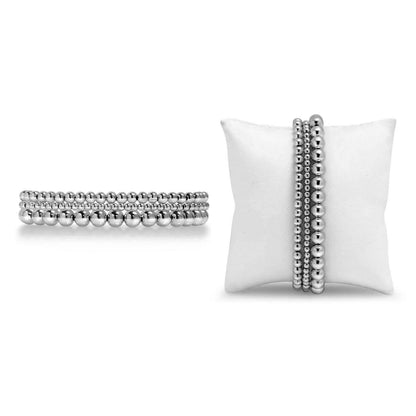 Fine Silver Multi Beaded Stretch Bracelet