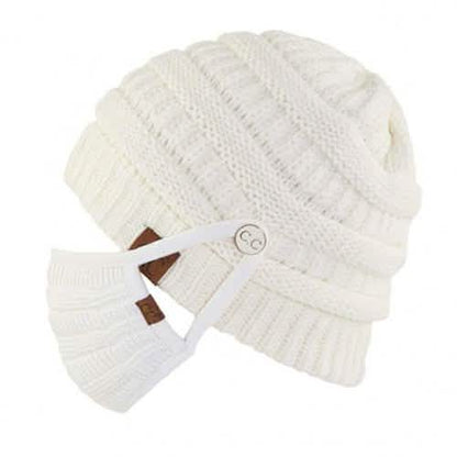 Knit Beanie with Matching Hook-On Mask