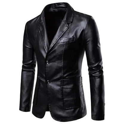 Men's Blazer Faux Leather Jacket