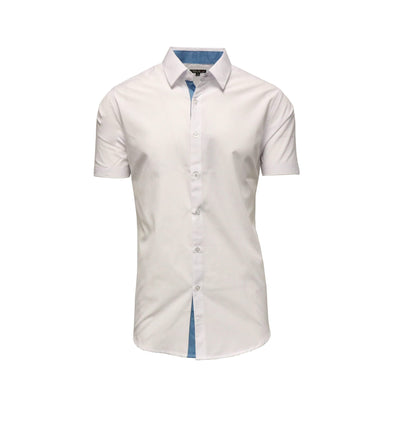 Men's Short-Sleeve Slim-Fit Shirt with Contrast Trim - Assorted Sizes