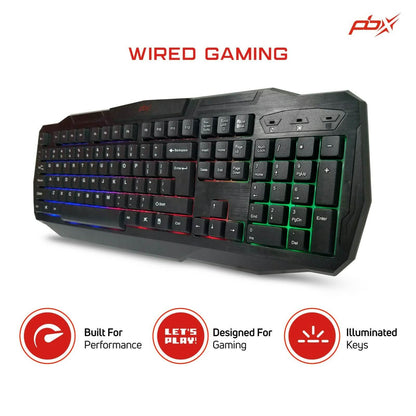PBX Backlit Pro Gaming Keyboard - Full-Sized & Ergonomic with LED RGB Backlight