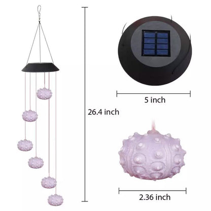 Sea Urchin Solar Light Wind Chime - LED Color Changing Decorative Hanging Lights
