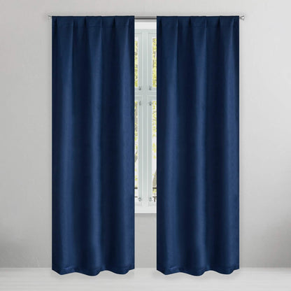 Set of 2: Brushed Textured Blackout Thermal Window Curtain Pair Panel