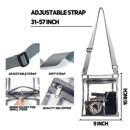 Stadium Approved Clear Crossbody Bag Purse with Adjustable Strap