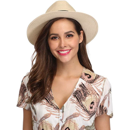 Women Wide Brim Straw Panama Roll up Hat